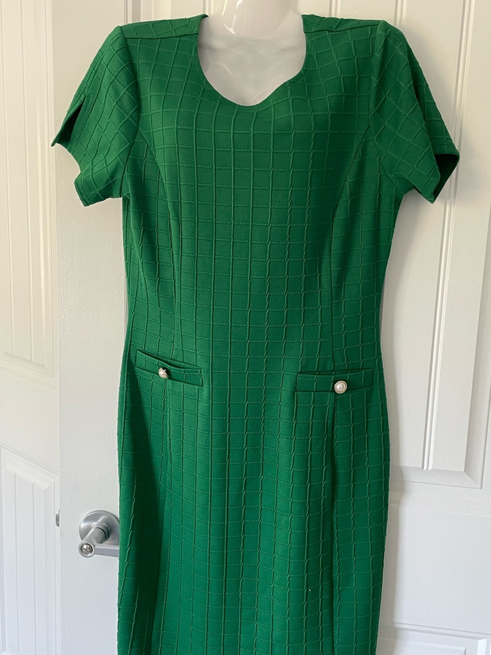 Sweater dress Classic Green Textured sweater Sheath Dress